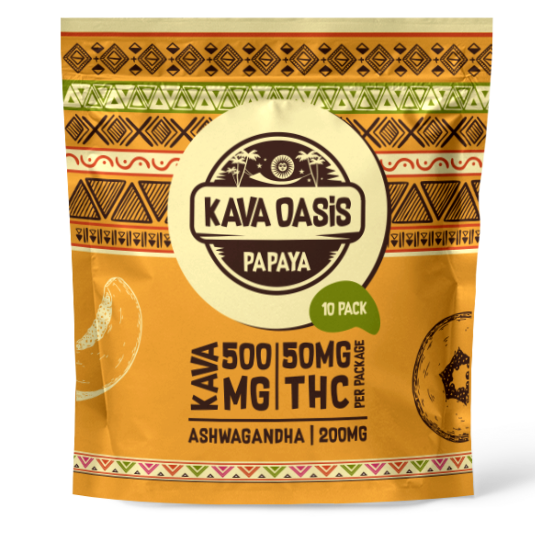 Kava Oasis Functional Gummies | Papaya | 500MG Kavalactones Nano | 50MG THC | 200MG Ashwagandha