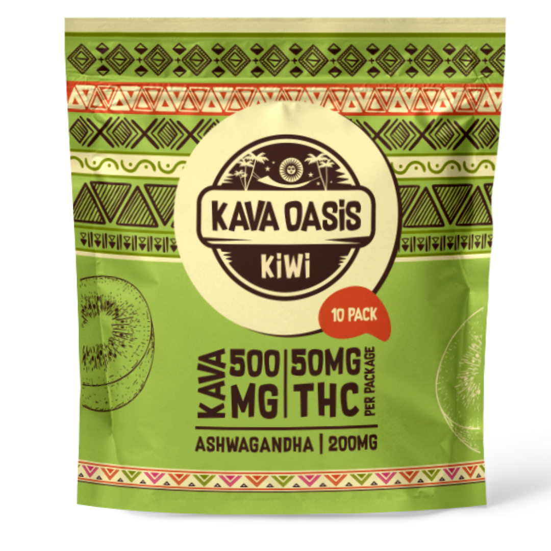 Kava Oasis Functional Gummies | KIWI | 500MG Kavalactones Nano | 50MG THC | 200MG Ashwagandha