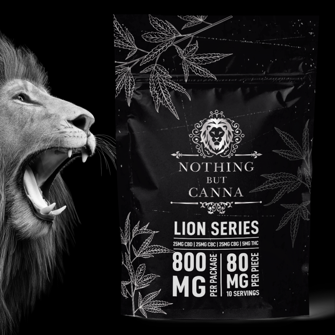 Nothing But Canna Lion Series Gummies | 5mg THC, 25mg CBD, CBC, CBG | Blue Ras Flavor