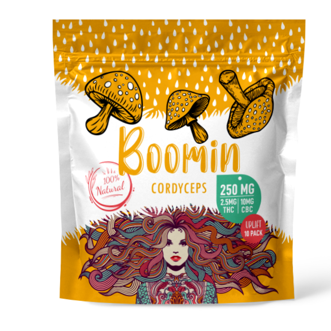 Boomin Cordyceps 250MG | 2.5MG THC | 10MG CBC | 10 Pack | Mushrooms