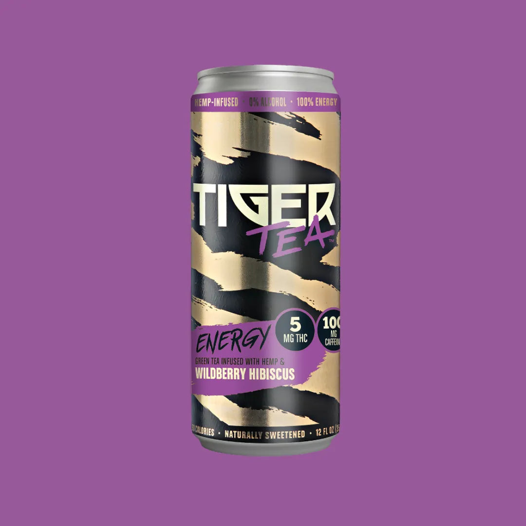 Tiger Tea Green Tea Infused with Wildberry & Hibiscus + Caffeine | 5MG THC | 5MG CBD